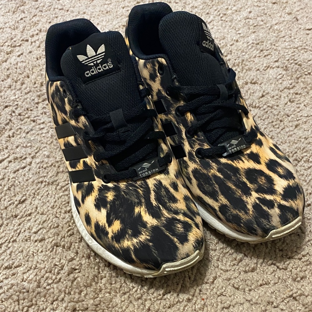 adidas Leopard Print Athletic Sneakers - Black & Tan